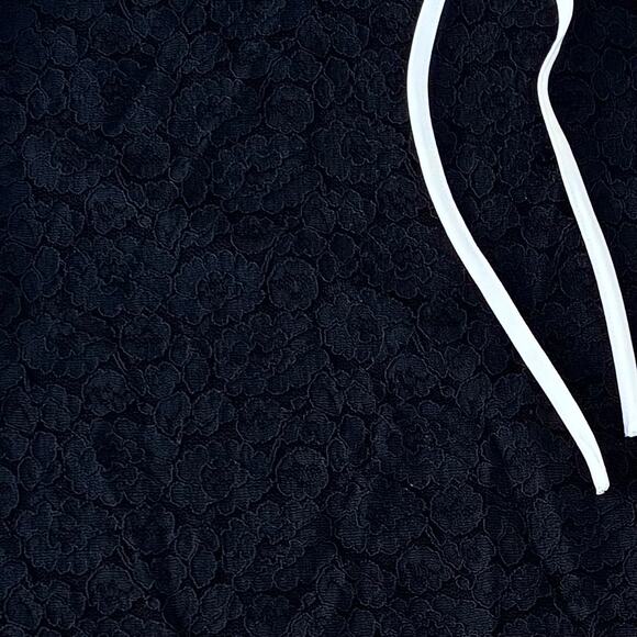 Karl Lagerfeld Paris Black Lace Tank Top Blouse Lined Neck Tie Womens Large - Picture 4 of 9